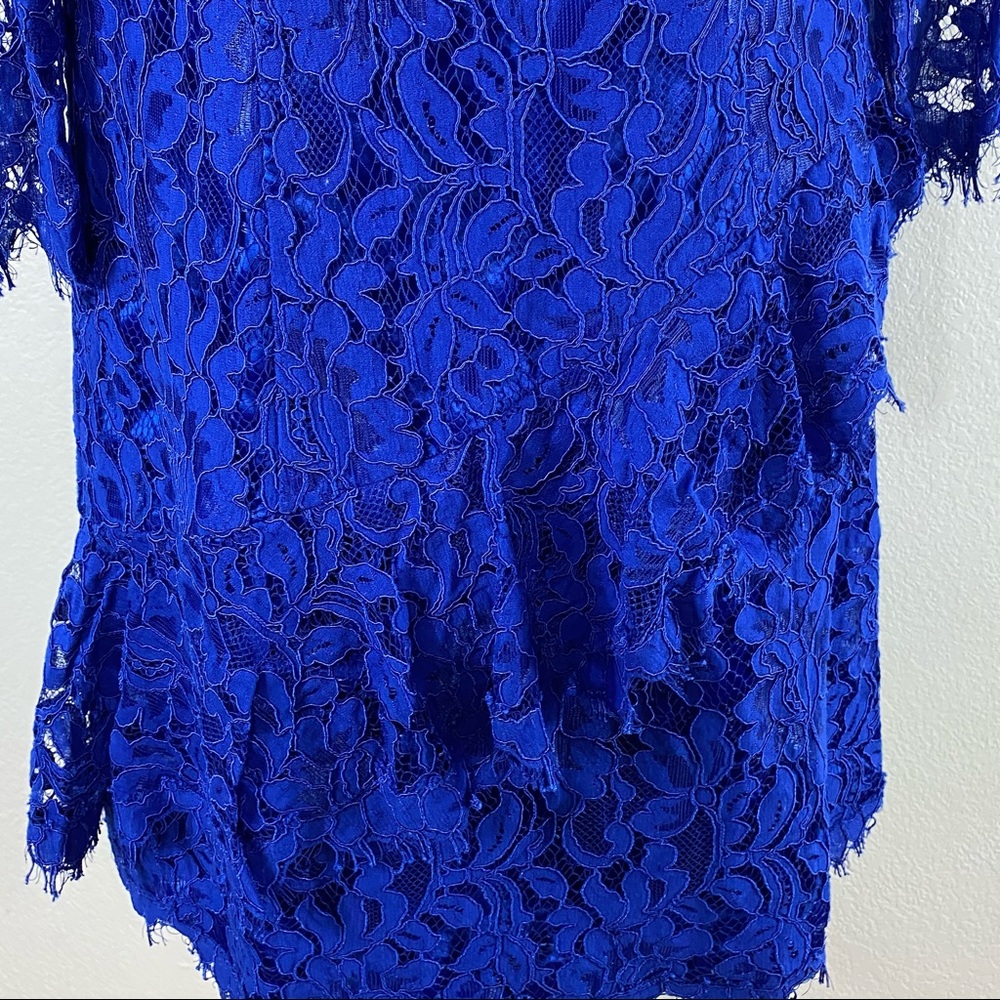 Eliza J Blue Floral Lace Fit & Flare Dress SZ 6 - Picture 5 of 8